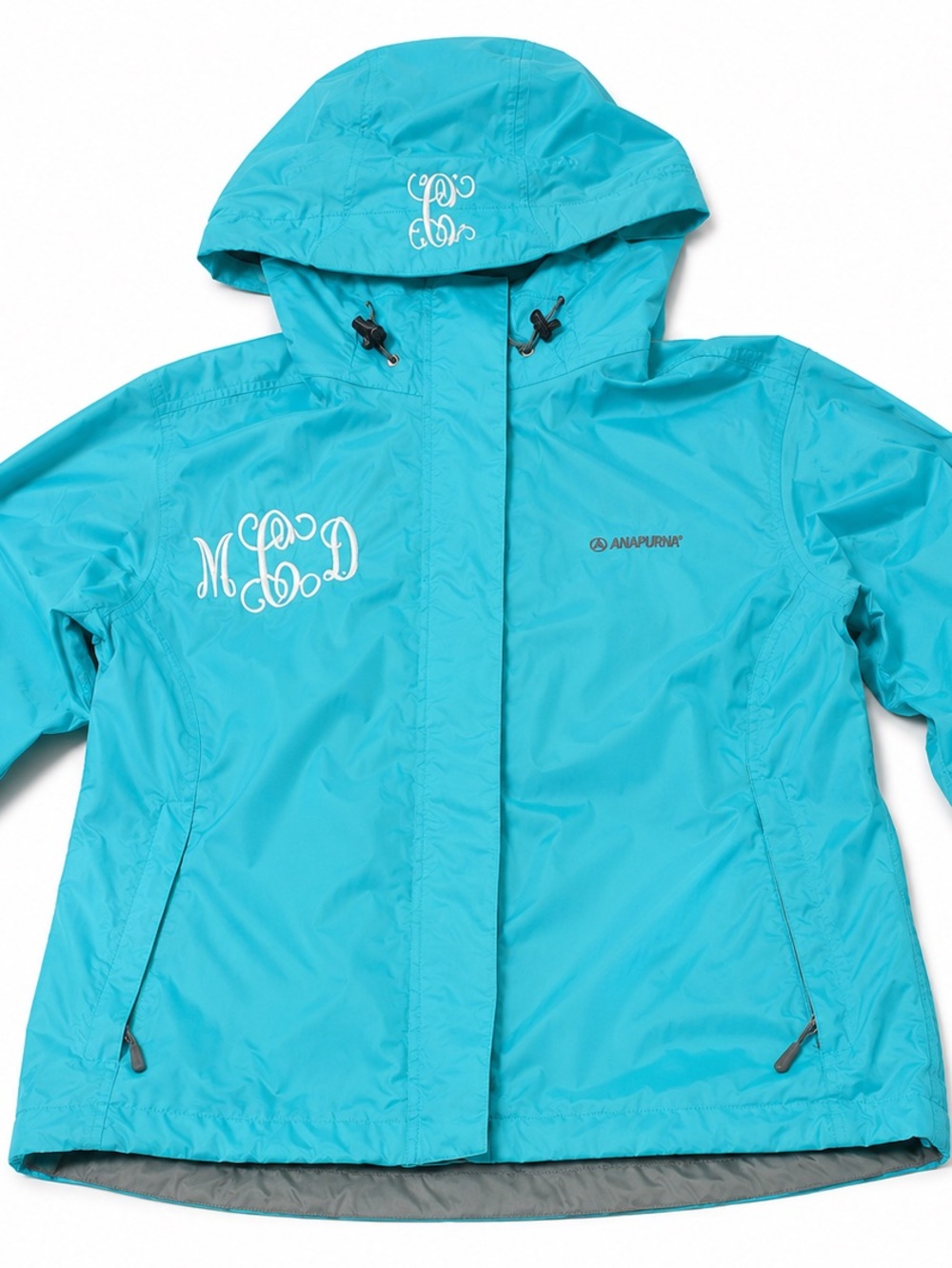 Hi-Tec Dri-Tec Waterproof Hooded Rain Jacket Turquoise Monogrammed Size S